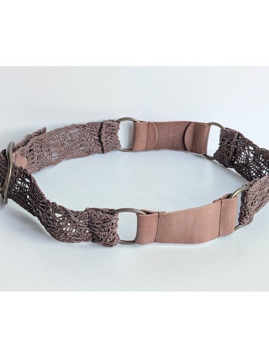 Cabi Wide Waist Belt Womens Size Large Brown Genuine Leather Woven Braided Boho main image 4